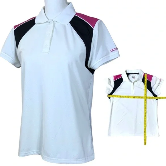 Izod XFG Golf Polo Women’s Athletic Tennis Top Cool FX White Pink Black Medium - Picture 1 of 16
